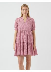 Blusenkleid Y.A.S "YASHOLI SS DRESS S. NOOS", Damen, Gr. XXL (44), N-Gr, lila (lilas), Web, Obermaterial: 100% Baumwolle, unifarben, V-Ausschnitt, Kleider Blusenkleid, Sommerkleid