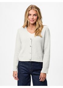 Strickjacke Pieces "PCORA LS V-NECK KNIT CARDIGAN PWP BC", Damen, Gr. S, cloud dancer, Strick, Obermaterial: 80% Polyester, 20% Nylon, unifarben, normal, V-Ausschnitt, Strickjacken Strickjacke