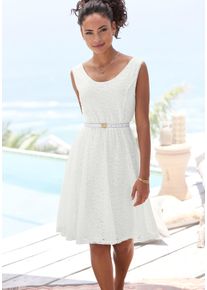 Spitzenkleid Lascana, Damen, Gr. 46, N-Gr, wei&szlig;, Spitze, Obermaterial: 98% Polyamid, 2% Elasthan. Futter: 95% Viskose, 5% Elasthan, unifarben, festlich, figurumspielend ca. Mitte Oberschenkel, Rundhals, Kleider Spitzenkleid, mit breiten Tr&auml;gern, elegantes Sommerkleid, festlich, Topseller
