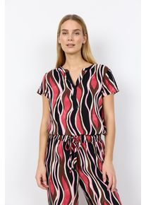 Shirtbluse soyaconcept "SC-CAMMI 1", Damen, Gr. M, rapture rose combi, Web, Obermaterial: 100% Viskose, gemustert, normal, V-Ausschnitt, Blusen Shirtbluse