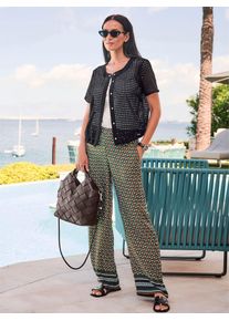 Kurzarmbluse Heine, Damen, Gr. 40, schwarz, 100% Baumwolle, unifarben, Rundhals, Blusen Kurzarmbluse