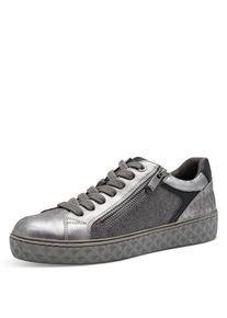 Plateausneaker Marco Tozzi, Damen, Gr. 41, silber (altsilberfarben), Lederimitat, Antik-Look, metallic, Schuhe Plateausneaker, Freizeitschuh, Halbschuh, Schn&uuml;rschuh mit Pr&auml;gungen im Plateau