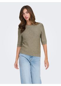 Strickpullover Only "ONLKATIA SS STRUCTURE O-NECK CC KNT", Damen, Gr. S, cub detail:melange, Strick, Obermaterial: 50% Viskose, 27% Nylon, 23% Polyester, meliert, regular fit, Rundhals, Pullover Strickpullover