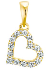Herzanh&auml;nger Amor "2035327", gold (gelbgoldfarben, kristallwei&szlig;, kristallwei&szlig;), Schmuckanh&auml;nger, Damen, Gelbgold 375, 0,33 g, Herzanh&auml;nger, mit Zirkonia (synth.)