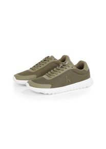 Sneaker Calvin Klein Jeans "3 EVA RUNNER MESH", Herren, Gr. 44, gr&uuml;n (khaki, beige), Lederimitat, Textil, Schuhe Sneaker, Freizeitschuh, Halbschuh, Schn&uuml;rschuh mit Kontrastbesatz