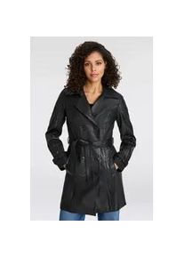 Ledermantel Mauritius "GWTaresa", Damen, Gr. 38 (M), schwarz, Obermaterial: 100% Schafsleder. Futter: 100% Baumwolle. &Auml;rmelfutter: 100% Polyester, unifarben, l&auml;ssig geschnitten knielang, mit Riegel, M&auml;ntel, Leder-Trenchcoat mit Bindeg&uuml;rtel, Topseller