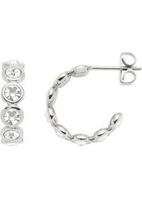 Paar Creolen Leonardo "Ohrringe Cremona", silber (edelstahlfarben, kristallwei&szlig;, kristallwei&szlig;), Ohrringe, Damen, 4mm, Edelstahl, mit Zirkonia (synth.)