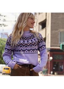 LANDS' END Fairisle-Stehkragenpullover, Damen,  Lila, Baumwoll-Mischung/Woll-Mischung/Nylon-Mischung, by Lands' End