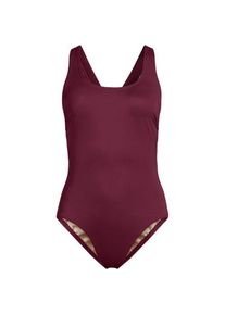 LANDS' END Komfort-Badeanzug mit gekreuzten Tr&auml;gern, hohes Bein, Damen,  Rot, Nylon-Mischung, by Lands' End