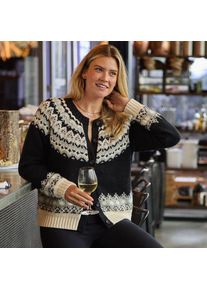 LANDS' END Softer Fair Isle Cardigan, Damen,  Wei&szlig;, Baumwoll-Mischung/Woll-Mischung/Nylon-Mischung, by Lands' End