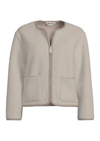 LANDS' END Kragenlose Sherpa-Fleecejacke, Damen,  Wei&szlig;, Polyester/Polyester-Mischung, by Lands' End