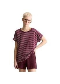 Marc O'Polo T-Shirt MARC O'POLO DENIM "aus weichem Single Jersey", Damen, Gr. S, dunkelrot, Obermaterial: 100% Baumwolle, gestreift, Basic, regular fit, Rundhals, Umschlagbund, Shirts T-Shirt