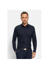 Businesshemd OLYMP "OLYMP Level Five 24/Seven, body fit, New York Kent mit extra langem Arm", Herren, Gr. 43, Normaler Arm, marine, 92% Baumwolle, 8% Elasthan, Hemden