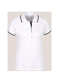 Madeleine Mode Kurzarmshirt MADELEINE "Poloshirt Klassisches Poloshirt", Damen, Gr. 34, wei&szlig; (wei&szlig;, marine), Obermaterial: 97% Baumwolle CO. 3% Elasthan EL., Modern, normal, Shirts