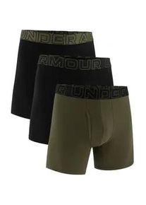 Boxershorts Under Armour "Boxershort UA PERFORMANCE COTTON - SOLID 6 IN 3PK 3er Pack", Herren, Gr. L, bunt (schwarz, gr&uuml;n), Obermaterial: 57% Baumwolle CO. 38% Polyester PES. 5% Elasthan EL., Unterhosen