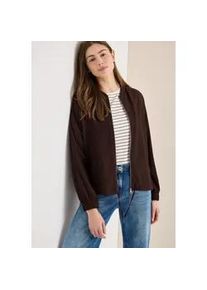 Langarmbluse Cecil, Damen, Gr. XL (44), macchiato braun, Web, Obermaterial: 60% Viskose, 39% Polyester, 1% Elasthan, unifarben, l&auml;ssig geschnitten h&uuml;ftbedeckend, Rundhals, elastischer Bund, Blusen, Blouson mit Seersucker Struktur