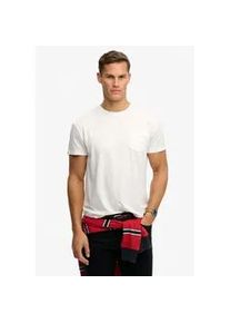 Rundhalsshirt Superdry "COTTON CLASSIC LINEN PKT TEE", Damen, Gr. L, lime wei&szlig;, Single Jersey, Obermaterial: 80% Baumwolle, 20% Leinen, unifarben, relaxed fit normal, Rundhals, Shirts Rundhalsshirt, aus tollem Baumwoll-Leinen-Mischgewebe