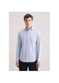 Businesshemd Seidensticker, Herren, Gr. S (38), normale &Auml;rmell&auml;ngen, blau, 100% Baumwolle, gestreift, slim fit, 2-Knopf-Manschette, Hemden, Slim 1/1 Kentkragen Gestreift