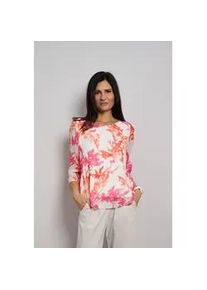 Druckbluse Seidel Moden, Damen, Gr. 46, sanftes wei&szlig;, Web, Obermaterial: 100% Polyester. Futter: 95% Viskose, 5% Elasthan, gemustert, l&auml;ssig geschnitten h&uuml;ftbedeckend, Rundhals, Blusen Druckbluse, mit floralem Muster - MADE IN GERMANY