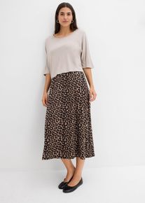 bonprix Shirt Kleid aus flie&szlig;endem Viskose-Elasthan-Mix, grau, Gr.44/46 (L), Figurumspielendes Shirt-Maxikleid in modischer Lagenoptik, aus 100% Baumwolle