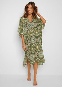 bonprix Oversize Strandtunika aus leichtem Chiffon, gr&uuml;n, Gr.40/42 (M), Langes Strandkleid aus transparentem Material
