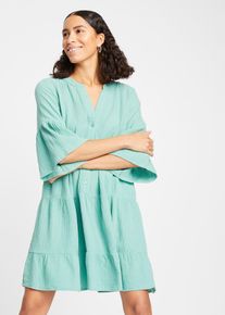 bonprix Tunika-Kleid aus reiner Baumwolle, gr&uuml;n, Gr.48, Tunika-Kleid in Musselin-Material, aus Musselin