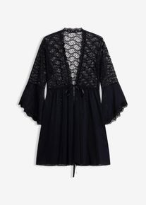 bonprix Kimono und String (2-tlg.Set), schwarz, Gr.60/62 (4XL), Verlockender Kimono mit passendem String