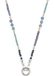 Charm-Kette Leonardo "Halskette Natalina Clip&Mix", gold (edelstahlfarben, gelbgoldfarben, blau, t&uuml;rkis, schwarz), Halsketten, Damen, Edelstahl, L: 80 B: 8mm, Charm-Kette, mit Glasperle, B:8mm