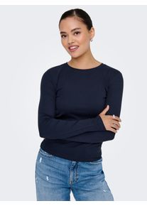 Langarmshirt Only "ONLRILEY O-NECK L/S TOP JRS", Damen, Gr. XL, night sky, Jersey, Obermaterial: 96% Baumwolle, 4% Elasthan, unifarben, normal, Rundhals, Shirts Langarmshirt
