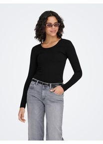 Langarmshirt Only "ONLLIVE LOVE L/S ONECK", Damen, Gr. XS, schwarz, Jersey, Obermaterial: 95% Baumwolle, 5% Elasthan, unifarben, normal, Rundhals, Shirts Langarmshirt, Topseller