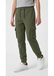 Sweathose name it "NKMOLLIE CARGO PANT BRU NOOS", Jungen, Gr. 158, N-Gr, gr&uuml;n (olive night), Sweatware, Obermaterial: 60% Baumwolle, 40% Polyester, unifarben, loose fit normal, Hosen Sweathose