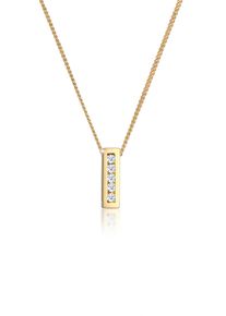 Silberkette Elli DIAMONDS "Halskette Anh&auml;nger Diamanten Wei&szlig; Brillantschliff (0.075 ct) 585 Gelbgold" Gr. 45, gold, Halsketten, Damen, mit Diamanten, Gelbgold 585, Silberkette