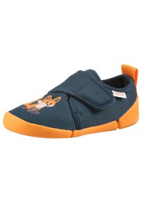 Hausschuh Superfit "VENTI WMS: Weit", M&auml;dchen, Gr. 32, orange (dunkelblau, orange fuchs), Polyester, Schuhe Hausschuh, Barfu&szlig;schuh mit Klettverschluss, Gr&ouml;&szlig;enschablone zum Download