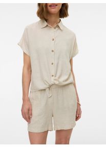 V&eacute;ro Moda Shorts VERO MODA "VMTHEA MW SHORTS WVN NOOS", Damen, Gr. M (38), N-Gr, wei&szlig; (moonbeam detail:melange), Web, Obermaterial: 70% Viskose, 30% Leinen, meliert, Hosen Shorts