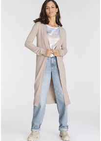 Longstrickjacke Laura Scott, Damen, Gr. 48/50, beige (beige, melange), Strick, Obermaterial: 50% Viskose, 28% Polyester, 22% Polyamid, meliert, Basic, figurumspielend, tiefer V-Ausschnitt, Strickjacken Longstrickjacke, aus kuscheliger Strickqualit&auml;t, Topseller