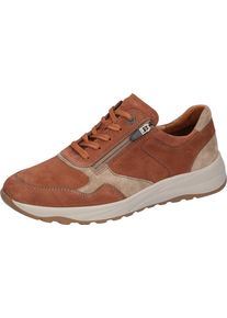 Waldl&auml;ufer Sneaker WALDL&Auml;UFER "K-JOHN", Herren, Gr. 12 (47), cognac, beige, Nubukleder, Veloursleder, unifarben mit Farbeinsatz, Schuhe Sneaker, Schn&uuml;rschuh, Bequemschuh, H-Weite, mit seitlichem Rei&szlig;verschluss