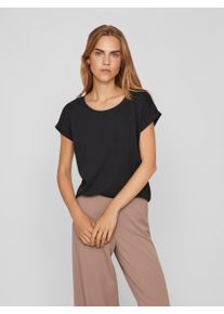 Rundhalsshirt Vila "VIDREAMERS NEW PURE T-SHIRT/SU-NOOS", Damen, Gr. L, schwarz, Jersey, Obermaterial: 50% Baumwolle, 50% Polyester, unifarben, regular fit normal, Rundhals, Shirts Rundhalsshirt, Baumwollmischung, regular fit