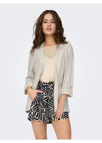 Longblazer Only "ONLSIESTA 3/4 OPEN LIN BL BLAZE TLR NOOS", Damen, Gr. 38, gelb (moonbeam), Web, Obermaterial: 80% Viskose, 20% Leinen, unifarben, loose fit h&uuml;ftbedeckend, V-Ausschnitt, Blazer Longblazer