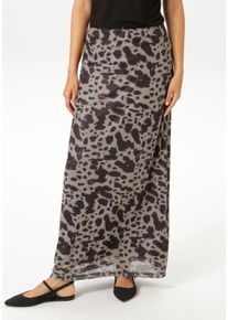 Maxirock Aniston CASUAL, Damen, Gr. 42, taupe, braun, hellbraun, Netz, Obermaterial: 95% Polyester, 5% Elasthan. Futter: 100% Polyester, bedruckt, gemustert, figurbetont kn&ouml;chelfrei, R&ouml;cke Maxirock, im extravaganten Flecken-Dessin - NEUE KOLLEKTION