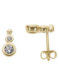 Paar Ohrstecker Firetti "Schmuck Geschenk Gold 333 Ohrschmuck Rund Kugel Kreise", gold (gelbgoldfarben, kristallwei&szlig;, kristallwei&szlig;), Ohrringe, Damen, Gelbgold 333, Paar Ohrstecker, mit Zirkonia (synth.)