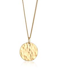 Kette mit Anh&auml;nger Kuzzoi "Halskette Pl&auml;ttchen Anh&auml;nger Rund Geh&auml;mmert 375 Gelbgold" Gr. 50, gold, Halsketten, Herren, ohne Stein, Gelbgold 375, Kette mit Anh&auml;nger