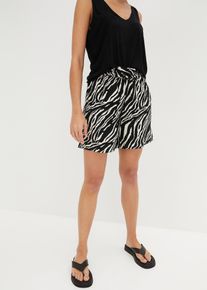 bonprix Paperbag Shorts mit Schn&uuml;rung, schwarz, Gr.42, Modische Paperbag Shorts mit Schn&uuml;rung, aus Leinen
