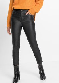bonprix Stretch-Hose aus Viskose-Mix, schwarz, Gr.48, Stylischer Eyecatcher - Push-up Stretch-Hose in Lederoptik