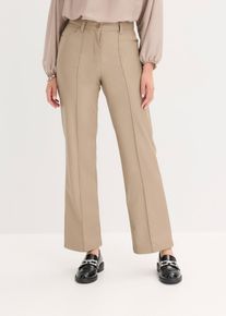 bonprix Lederimitat-straight Leg Hose mit Biese, braun, Gr.42, schicke Lederimitat-Wide Leg Hose mit BieseLederimitat