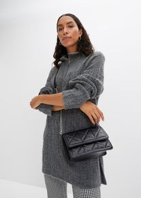 bonprix Longpullover mit Zopfmuster, grau, Gr.44/46 (L), Langer Pullover mit modischem Zopfmuster und Rei&szlig;verschluss