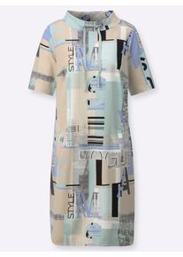 sheego Gro&szlig;e Gr&ouml;&szlig;en Jerseykleid mit Lettering-Print, bleu-sand-bedruckt, Gr&ouml;&szlig;e 50 - Damen