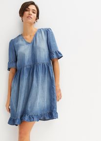 bonprix Jeanskleid mit Volants, blau, Gr.50, Trendy Jeanskleid mit V-Ausschnitt und Volants
