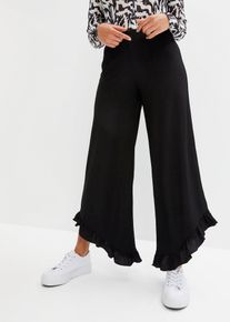 bonprix Schlupfhose aus strukturiertem Cr&ecirc;pe, schwarz, Gr.44/46 (L), Hose in Strukturware mit Volant