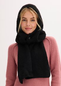 bonprix Kapuzenschal, schwarz, Gr.Onesize, W&auml;rmender Kapuzenschal im l&auml;ssigen Look