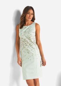 bonprix Etuikleid bedruckt, gr&uuml;n, Gr.54, klassisches Etuikleid mit Schmetterlingsmuster, aus Satin